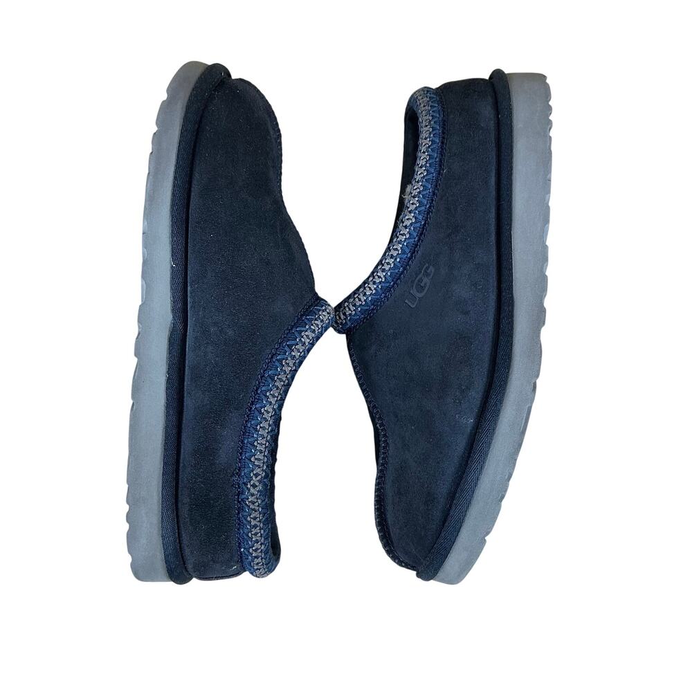 UGG Tasman Slippers Men’s 9 Navy Blue Suede Shearling Lined Slip On Loafers